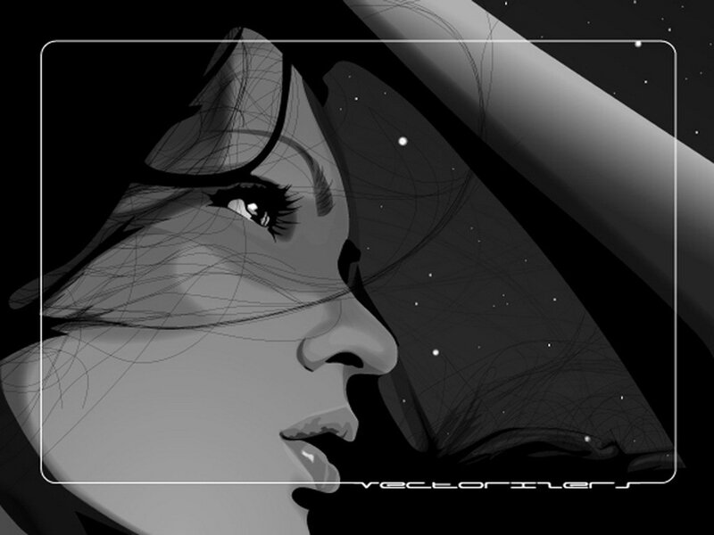 woman in profile with stars