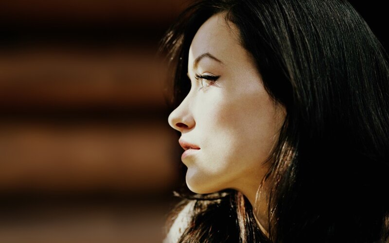 woman in profile with sunlight