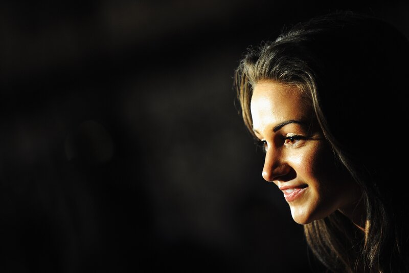 woman in profile with sunlight