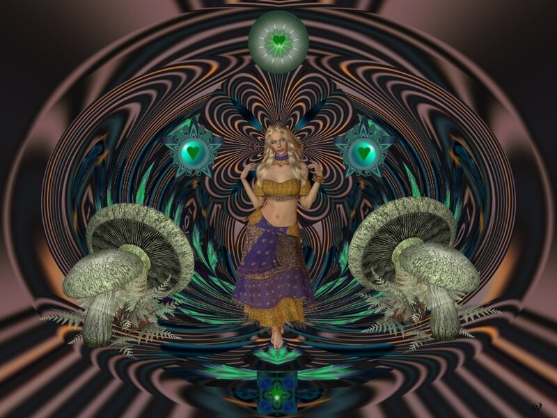 woman in psychedelic tunnel