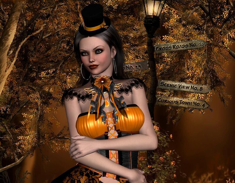 Woman in Pumpkin Costume