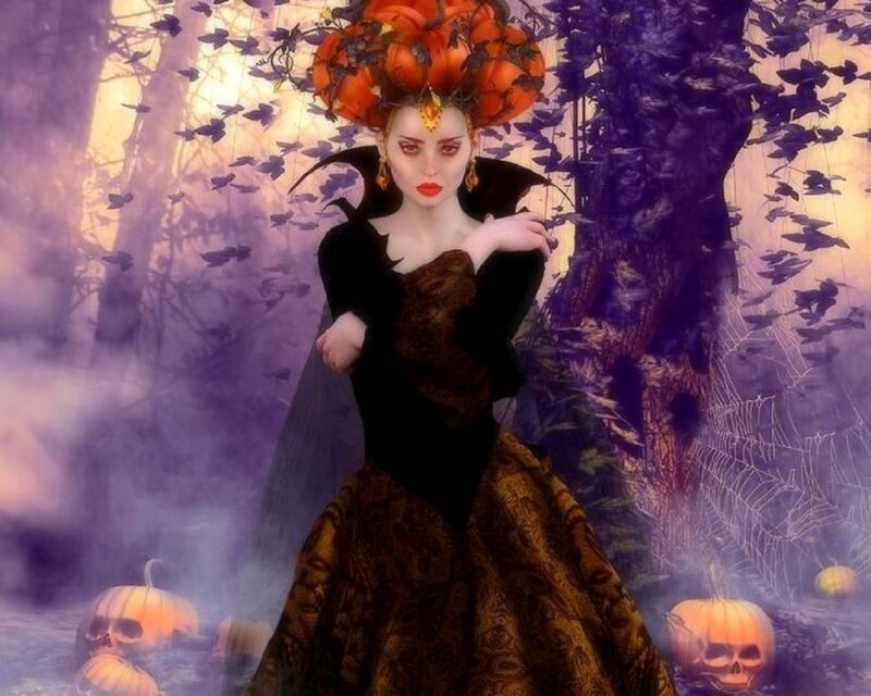 Woman in Pumpkin Headdress