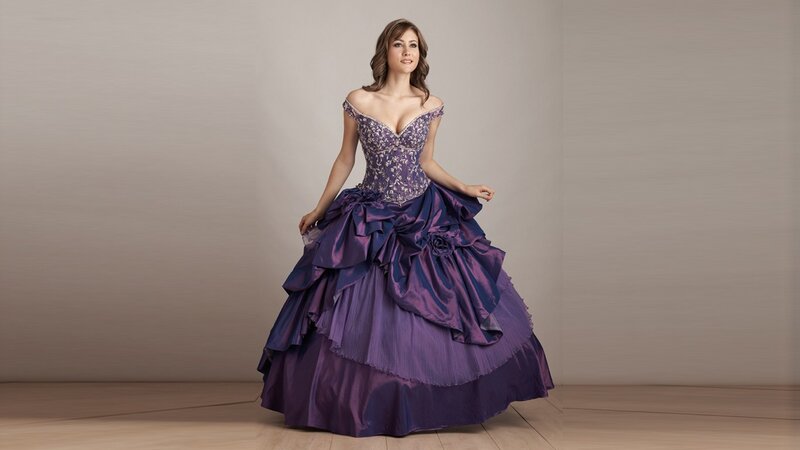 woman in purple ball gown
