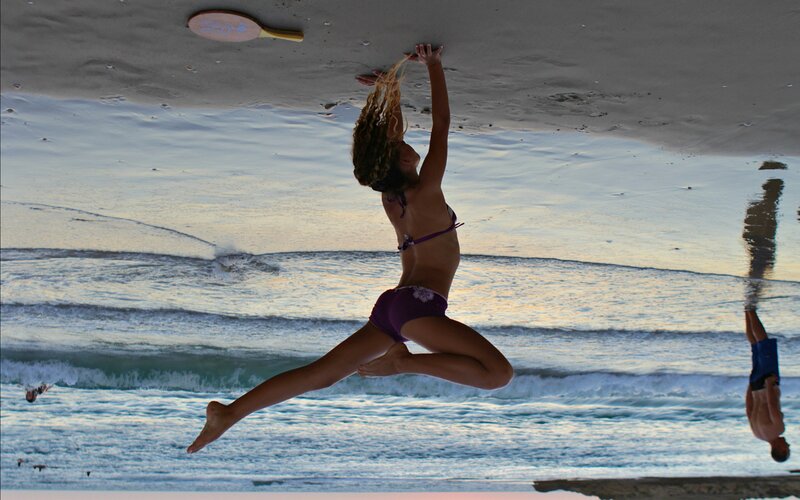 Woman in Purple Bikini — Blue