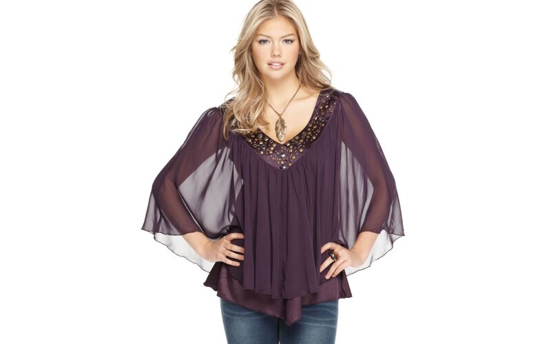 woman in purple blouse