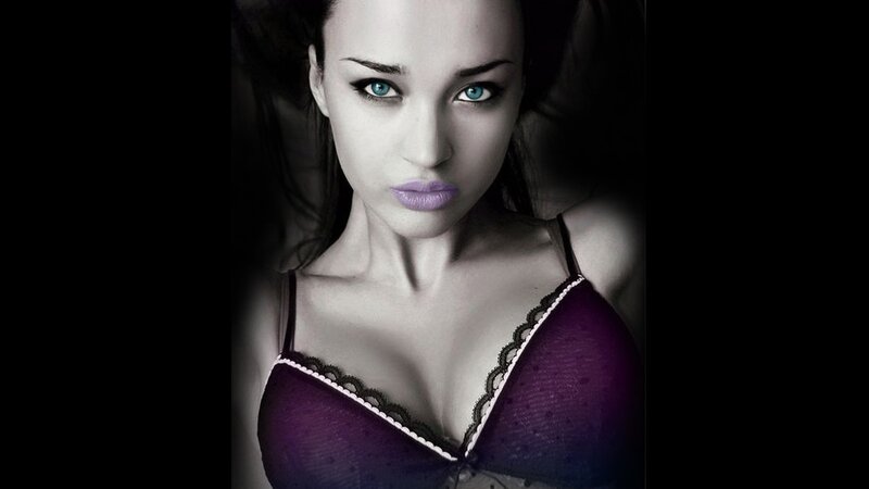 Woman in Purple Bra — Dramatic, Photograph, Blue Eyes
