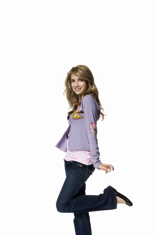 woman in purple cardigan