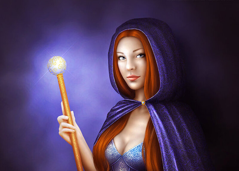 Woman in Purple Cloak — Dramatic, Digital Art
