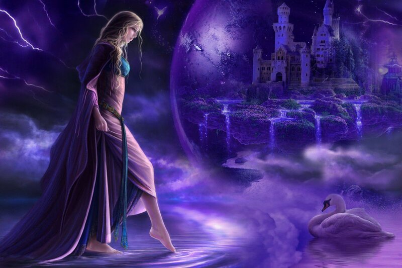 Woman in Purple Cloak — Dramatic, Night