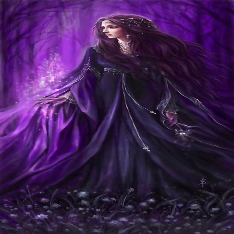 Woman in Purple Cloak — Dramatic