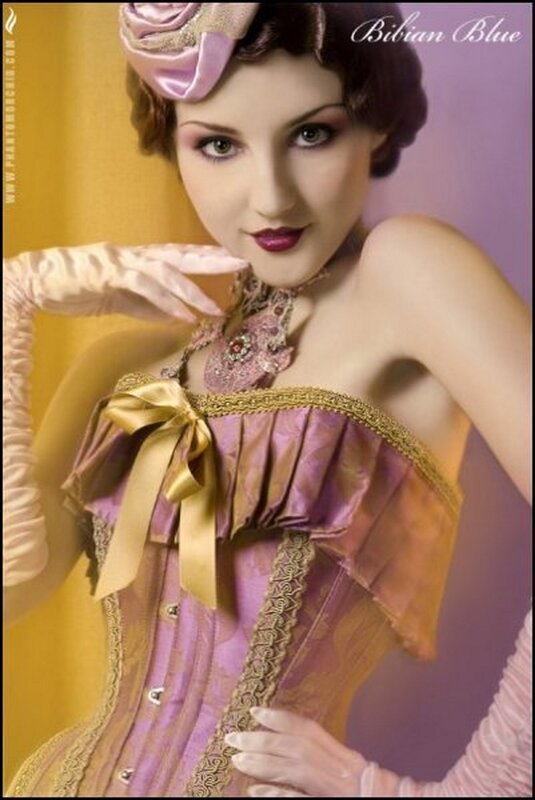 woman in purple corset