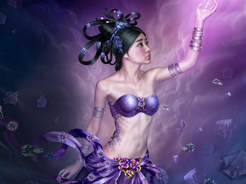 Woman in Purple Costume — Dramatic, Digital Art