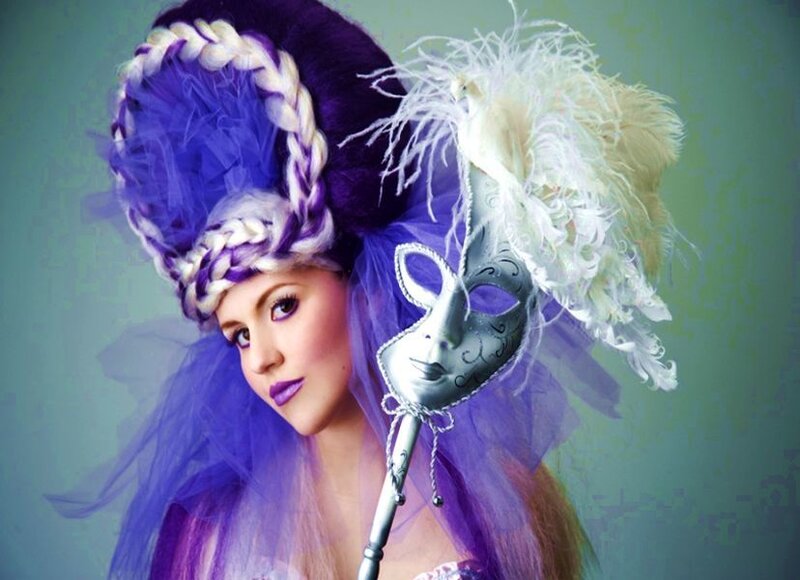 Woman in Purple Costume — Dramatic, Photograph