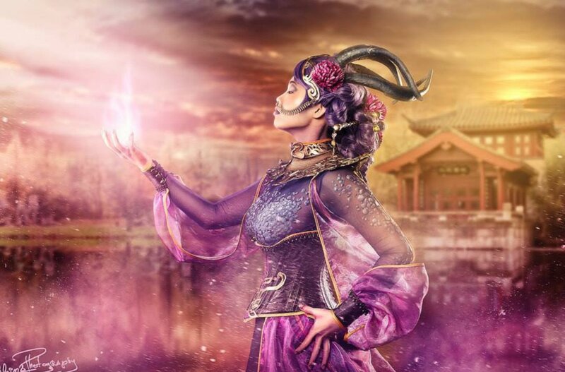 Woman in Purple Costume — Dramatic, Sunset, Digital Art