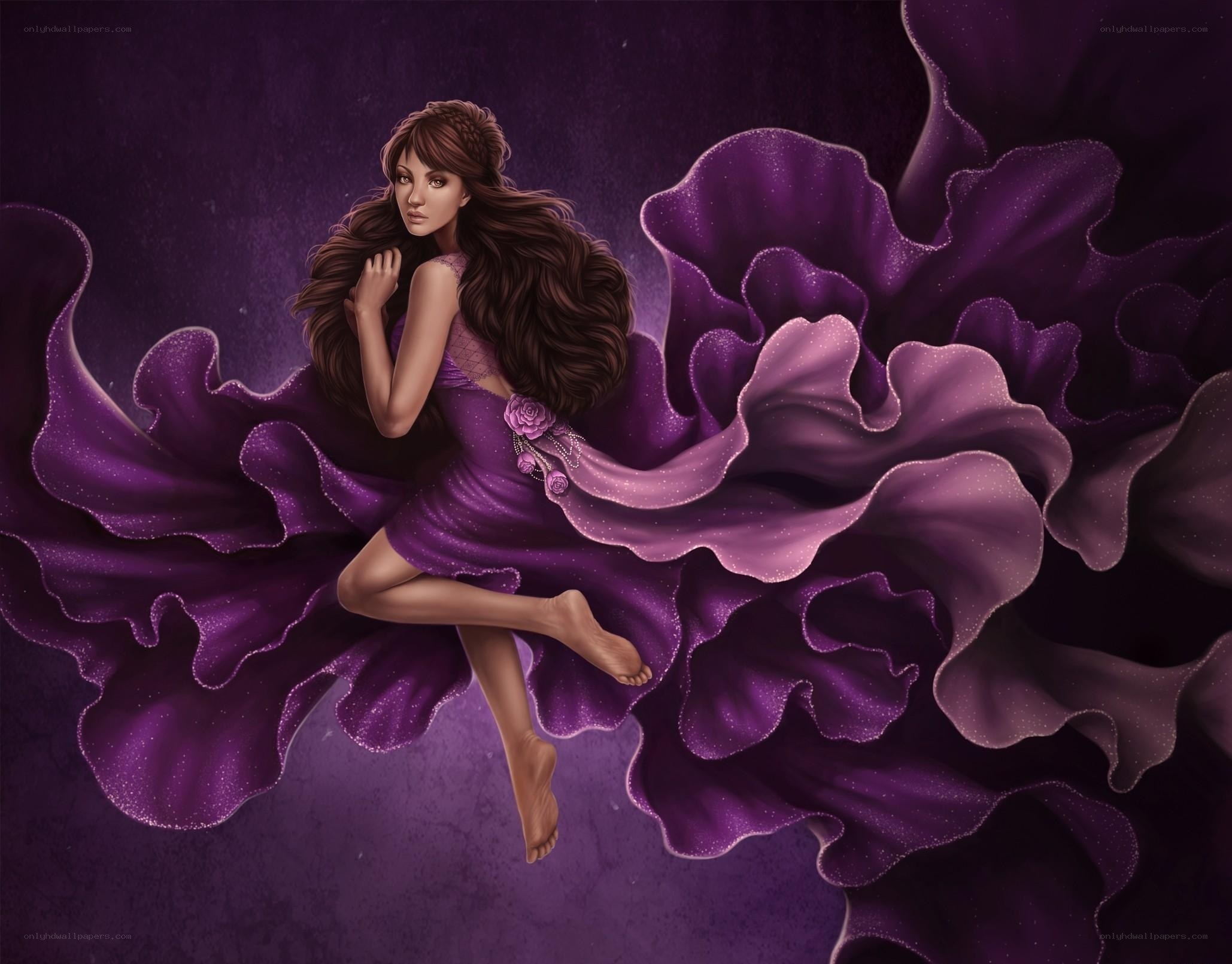 woman in purple dress