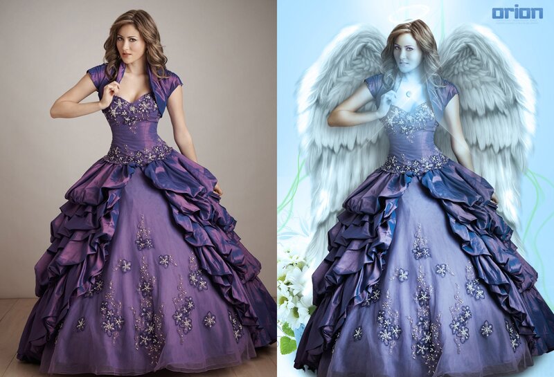 woman in purple dress angel