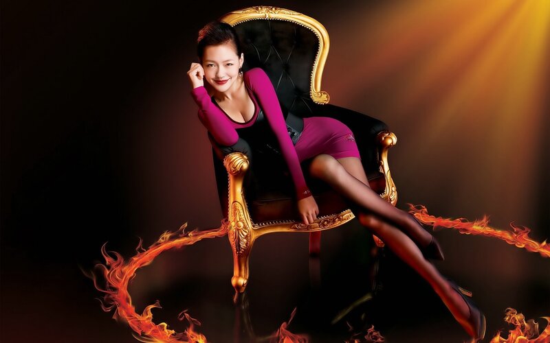 Woman in Purple Dress — Black, Dramatic, Photograph, Fire