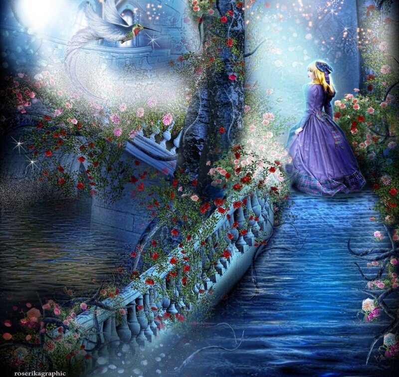 Woman in Purple Dress — Blue, Dreamy