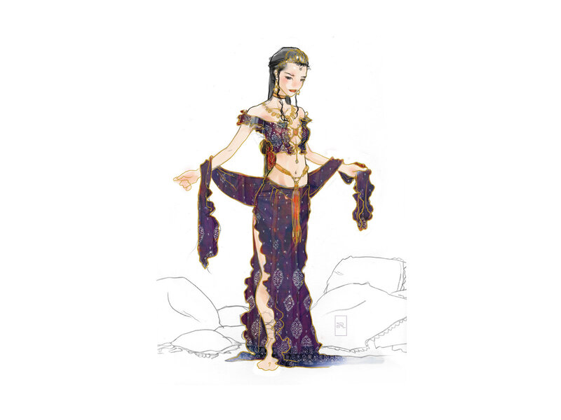 Woman in Purple Dress — Calm, Digital Art