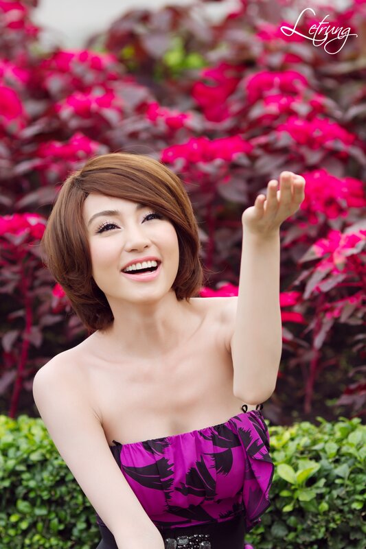 Woman in Purple Dress — Cheerful, Afternoon