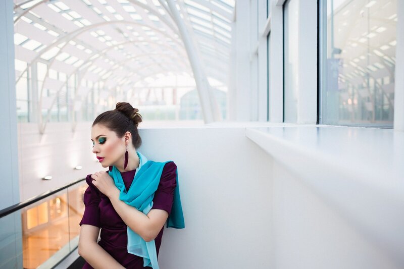 Woman in Purple Dress — Contemplative, Afternoon