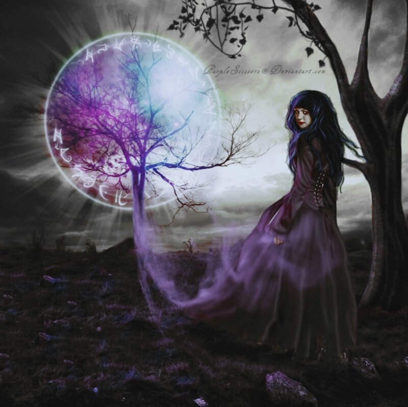 Woman in Purple Dress — Dark, Night