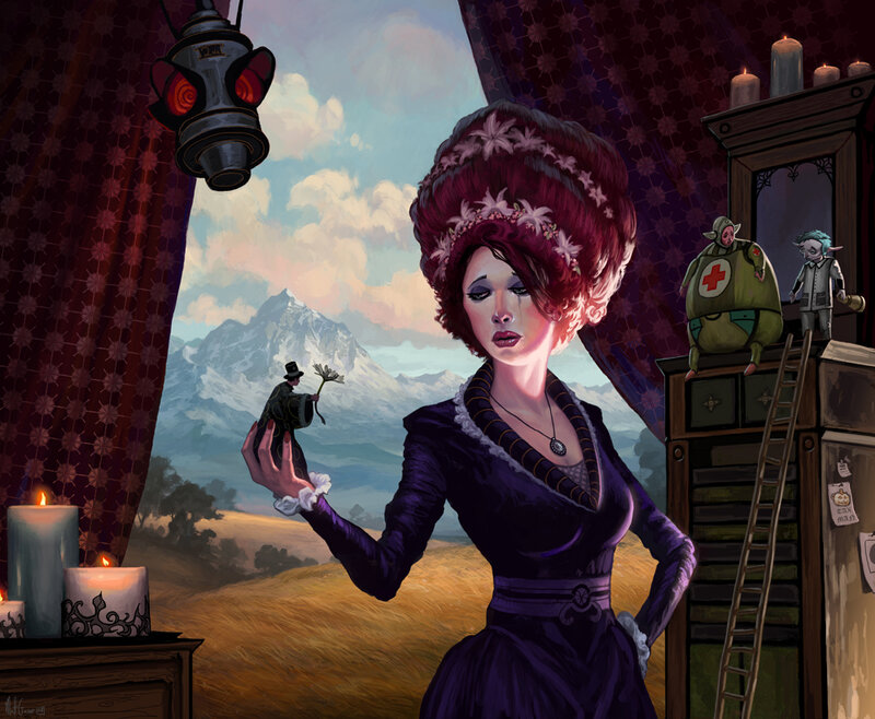 Woman in Purple Dress — Dramatic, Afternoon, Digital Art