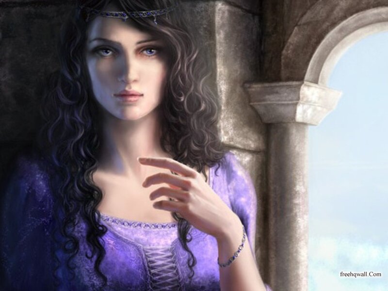 Woman in Purple Dress — Dramatic, Digital Art, Crown