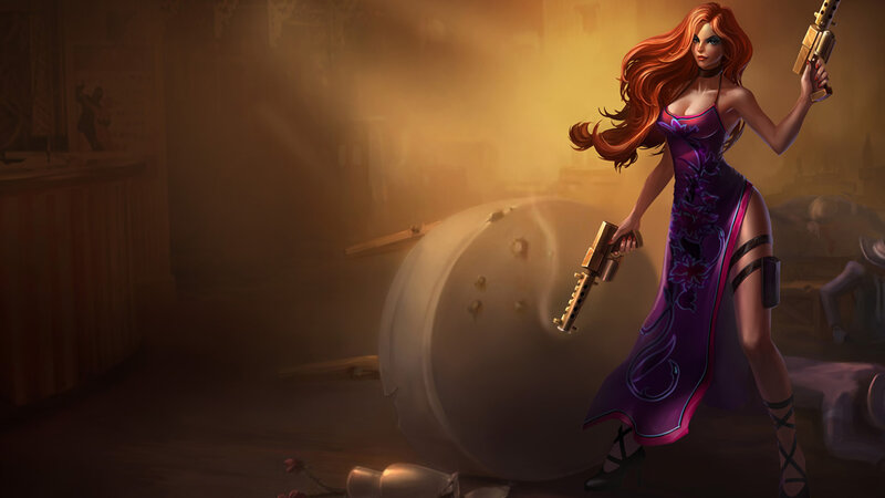 Woman in Purple Dress — Dramatic, Digital Art, Guns