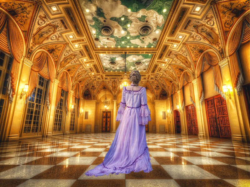 Woman in Purple Dress — Dramatic, Digital Art, Hall