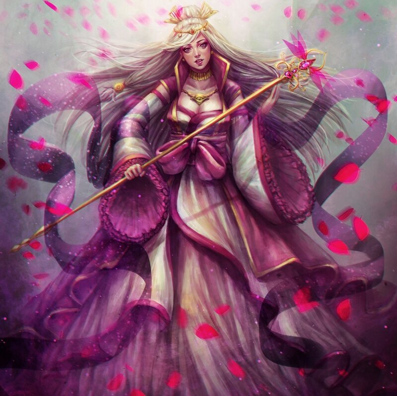 Woman in Purple Dress — Dramatic, Digital Art, Staff