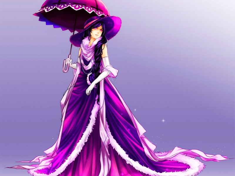 Woman in Purple Dress — Dramatic, Digital Art, Umbrella