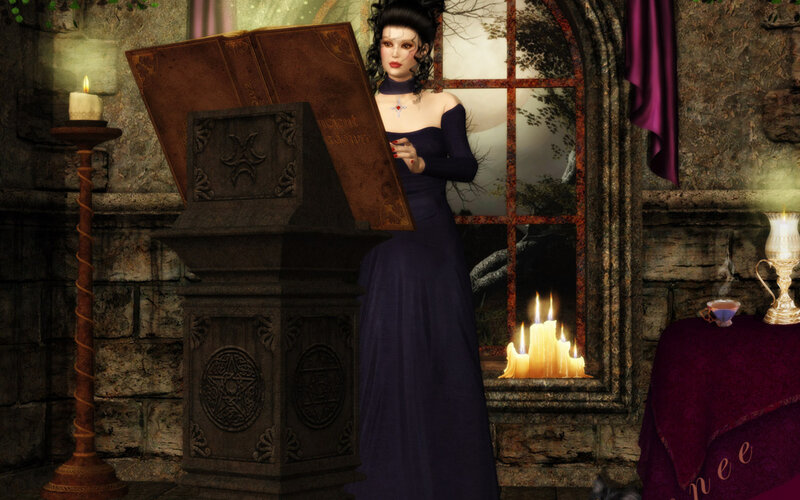 Woman in Purple Dress — Dramatic, Night, Digital Art