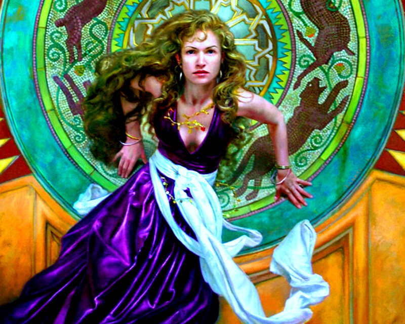 Woman in Purple Dress — Dramatic, Painting, Mural