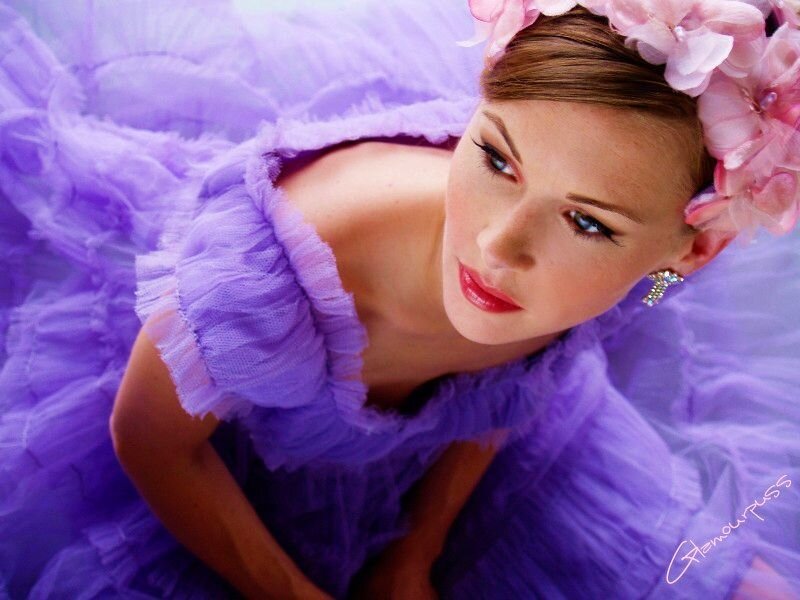 Woman in Purple Dress — Dramatic, Photograph, Flower Crown