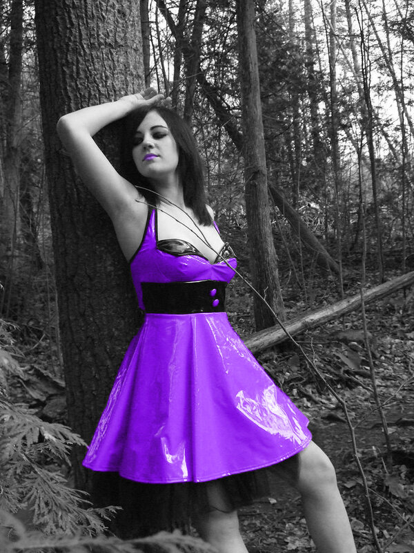 Woman in Purple Dress — Dramatic, Photograph, Forest