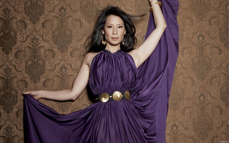 Woman in Purple Dress — Dramatic, Photograph, Gold Belt