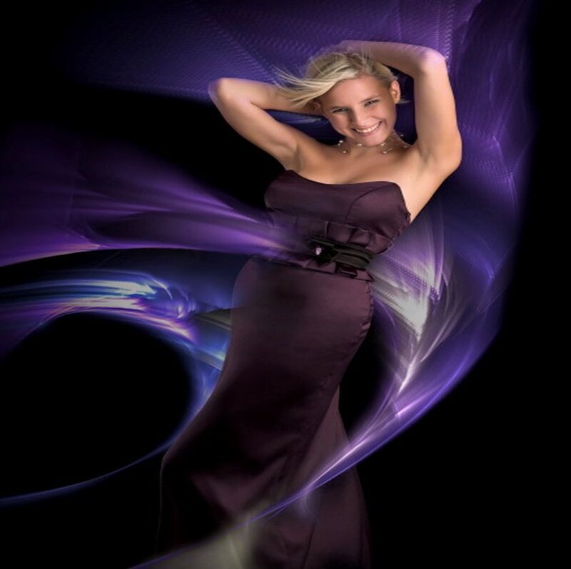 Woman in Purple Dress — Dramatic, Photograph, Light Effects