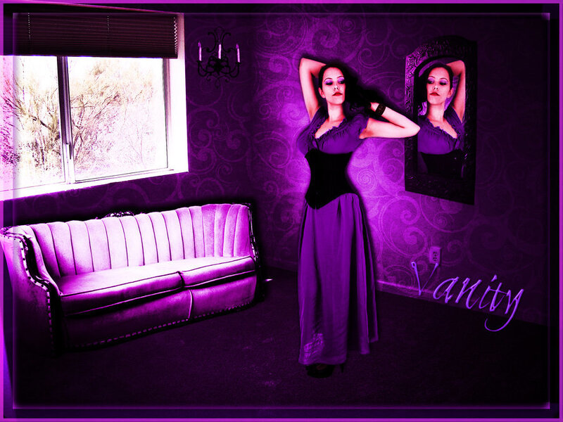 Woman in Purple Dress — Dramatic, Photograph, Mirror