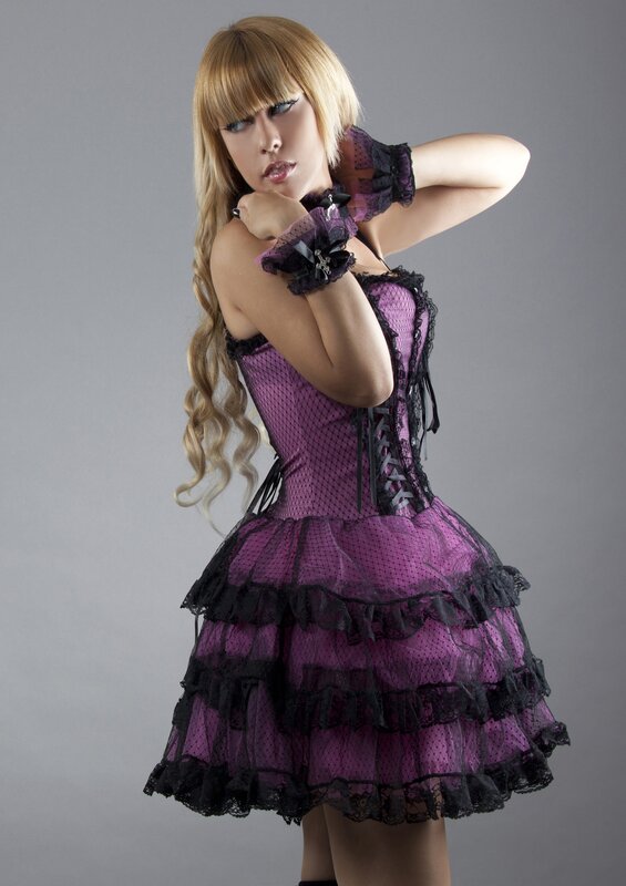 Woman in Purple Dress — Dramatic, Photograph, Wig, Corset