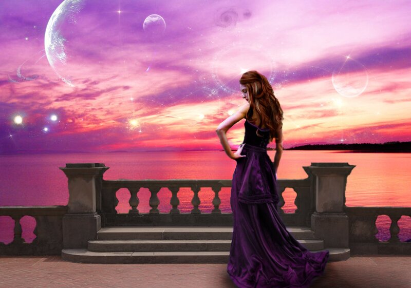 Woman in Purple Dress — Dreamy, Sunset