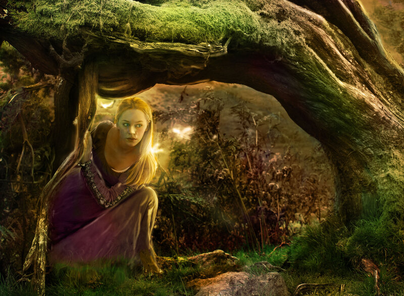 Woman in Purple Dress — Green, Mysterious