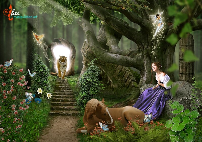 Woman in Purple Dress — Green, Serene