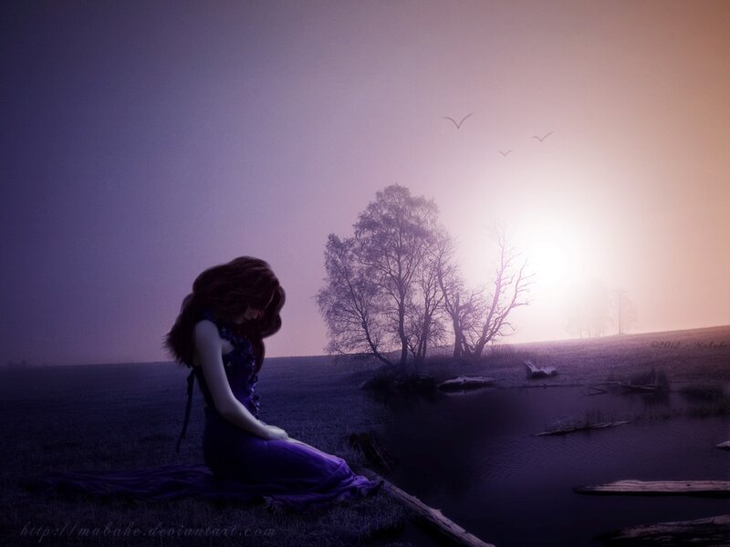 Woman in Purple Dress — Melancholic, Sunset