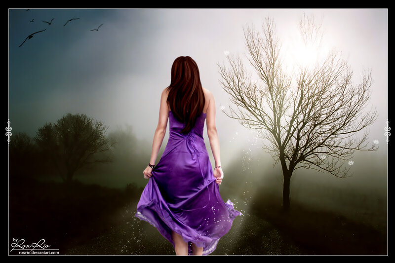 Woman in Purple Dress — Mysterious, Morning