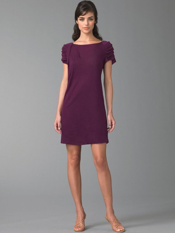 Woman in Purple Dress — Neutral, Photograph, Heels, Hair