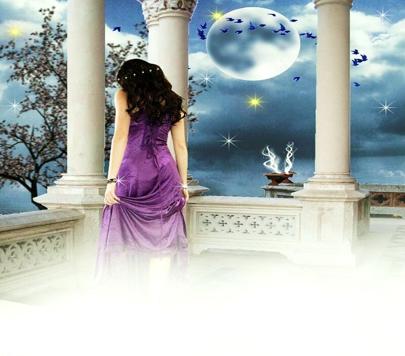 woman in purple dress on balcony