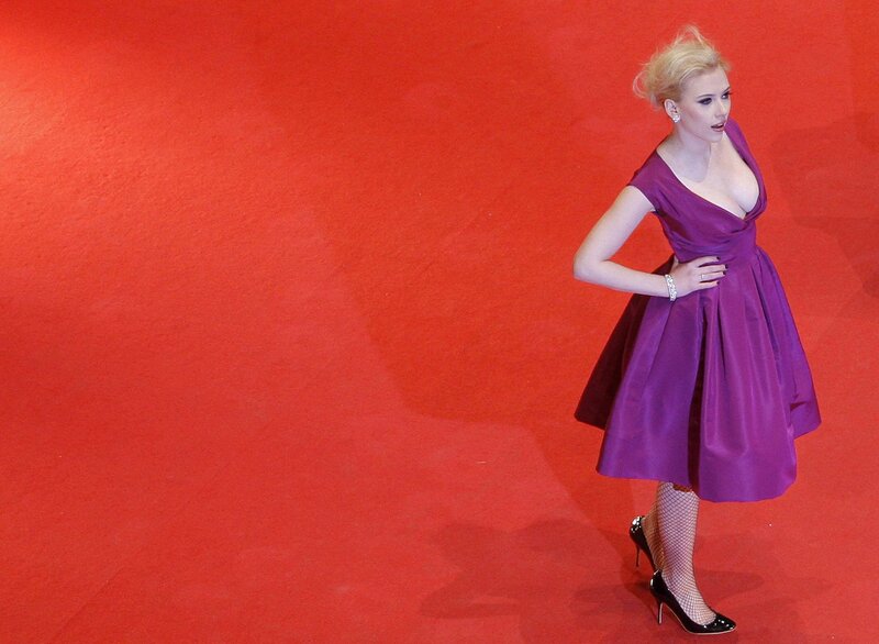 Woman in Purple Dress — Red, Dramatic, Photograph