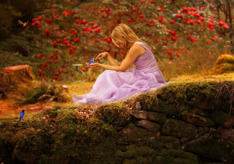 Woman in Purple Dress — Serene, Autumn