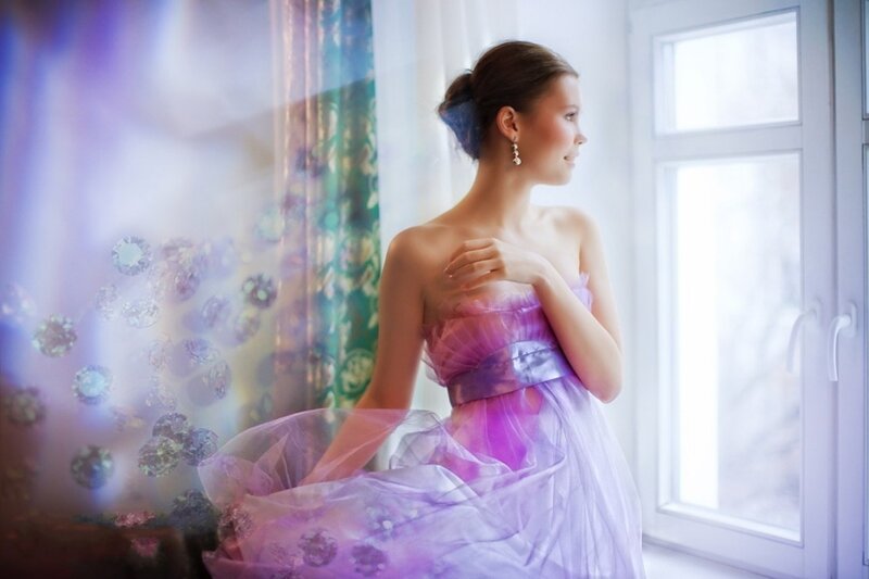 Woman in Purple Dress — Serene, Morning